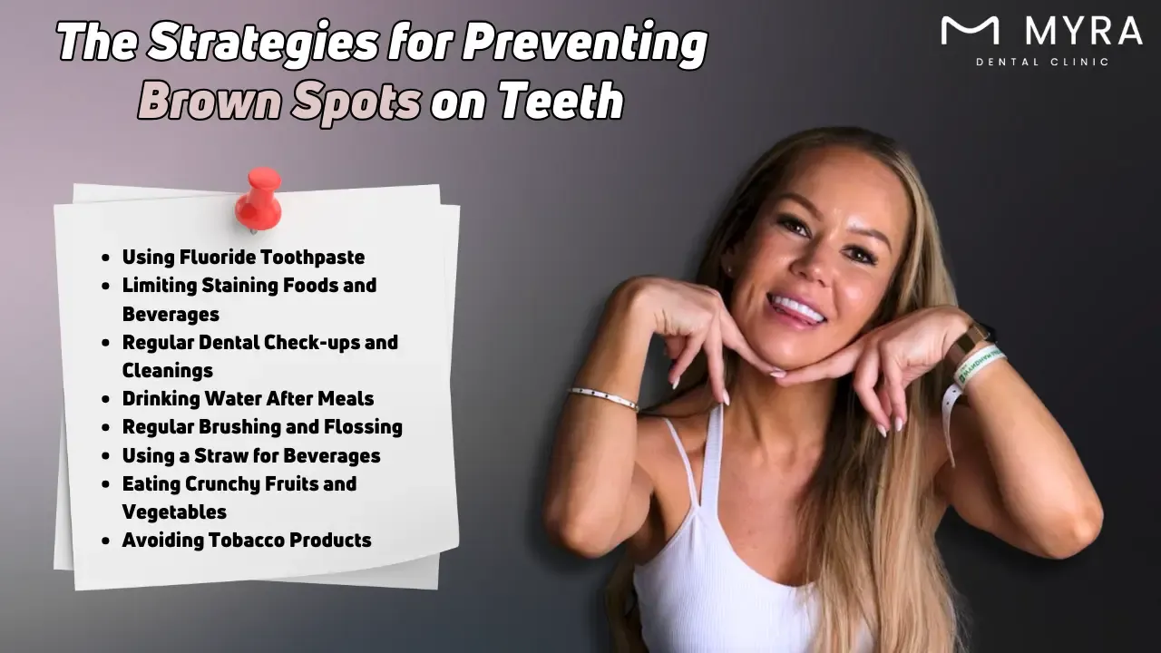 What are the strategies for preventing brown spots on teeth?